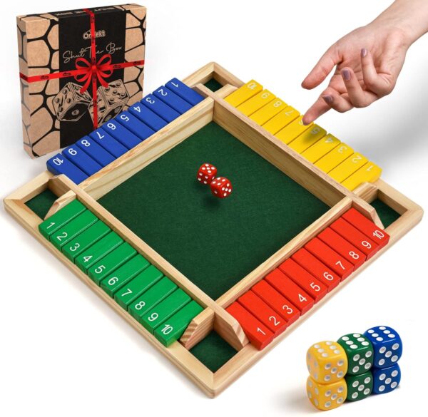Complexables® Wooden Shut the Box Game for 1-4 Players – Fun Indoor Dice Game for Families, Classrooms & Game Nights